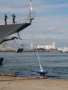 Ship forward tied to the ÃÂleat on the pier in Osaka port Japan